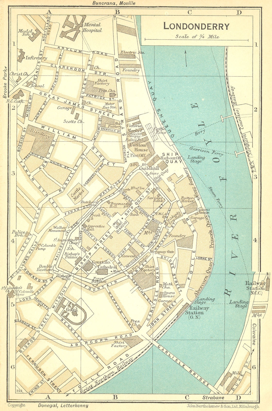 IRELAND. Londonderry 1932 old vintage map plan chart